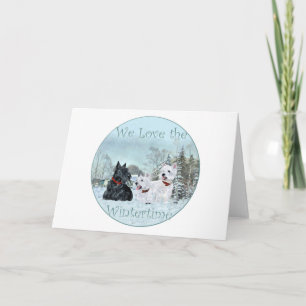 Cartes Pour Fêtes Annuelles Westies & Scottie en hiver