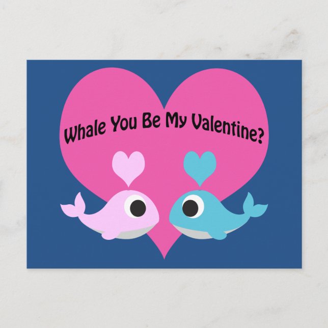 Cartes Pour Fêtes Annuelles Whale Tu Es Ma Valentine ? (Devant)
