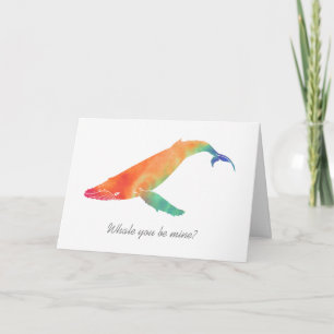 Cartes Pour Fêtes Annuelles Whale You Be Mine Saint Valentin Aquarelle