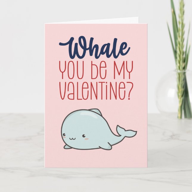 Cartes Pour Fêtes Annuelles Whale You Be My Valentine Funny Valentine's Day (Devant)