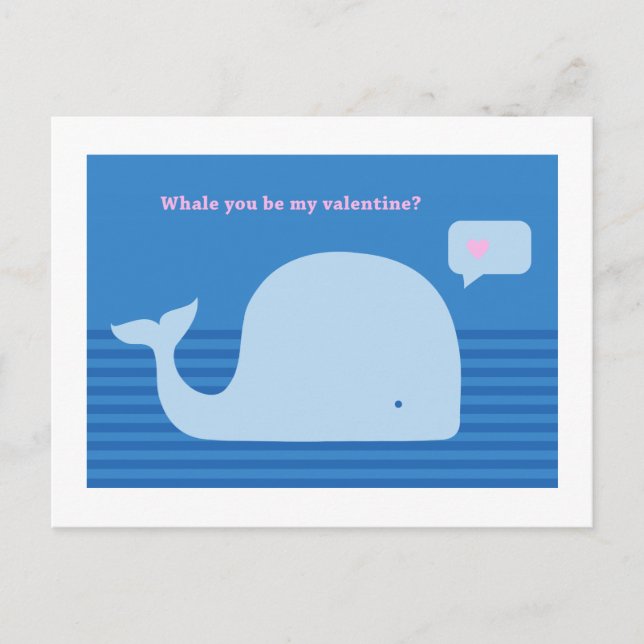 Cartes Pour Fêtes Annuelles "Whale you be my Valentine" Post Card (Devant)