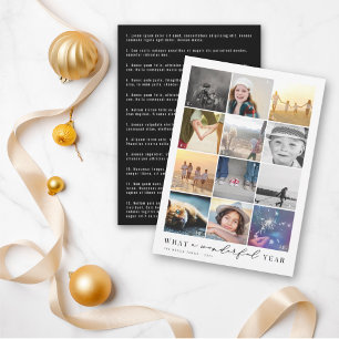 Cartes Pour Fêtes Annuelles What A Wonderful Year In Review 12 Photo Collage