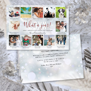 Cartes Pour Fêtes Annuelles What A Year Captions 12 Photo Collage Snowflakes