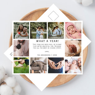 Cartes Pour Fêtes Annuelles What a Year Modern 10 Photo Collage