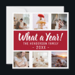 Cartes Pour Fêtes Annuelles What A Year! Photo Collage Christmas<br><div class="desc">Spread some christmas cheer to your friends and family with these gorgeous photo christmas cards. Featuring 6 photographs,  a deep berry red banner,  with white text that reads,  'What a Year!',  the family name and the date.</div>