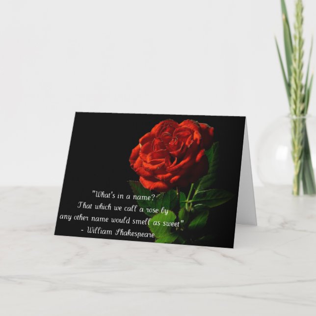 Cartes Pour Fêtes Annuelles What's In A Name Rose Valentines Greeting Card (Devant)