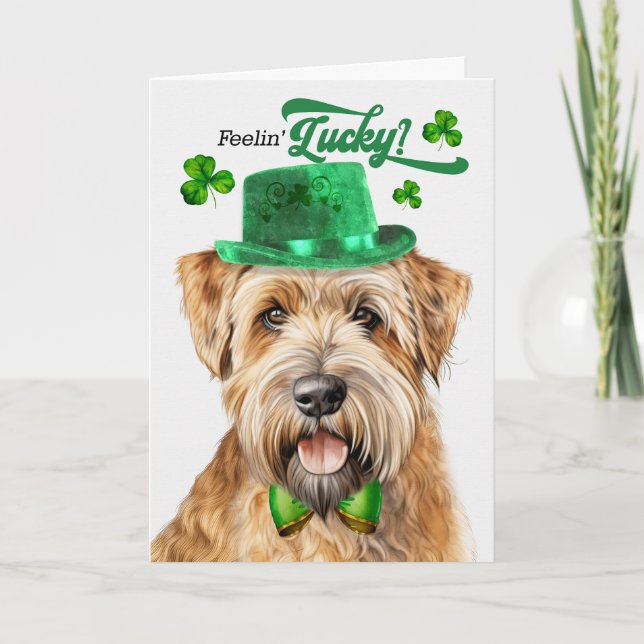 Cartes Pour Fêtes Annuelles Wheaten Terrier Dog Feelin' Lucky St Patrick's Day (Devant)