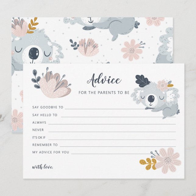 Cartes Pour Fêtes Annuelles Whimiscal fleurs de Koala Conseils aux parents (Devant / Derrière)