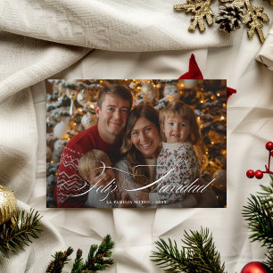 Cartes Pour Fêtes Annuelles Whimscript Family Photo Feliz Navidad Red