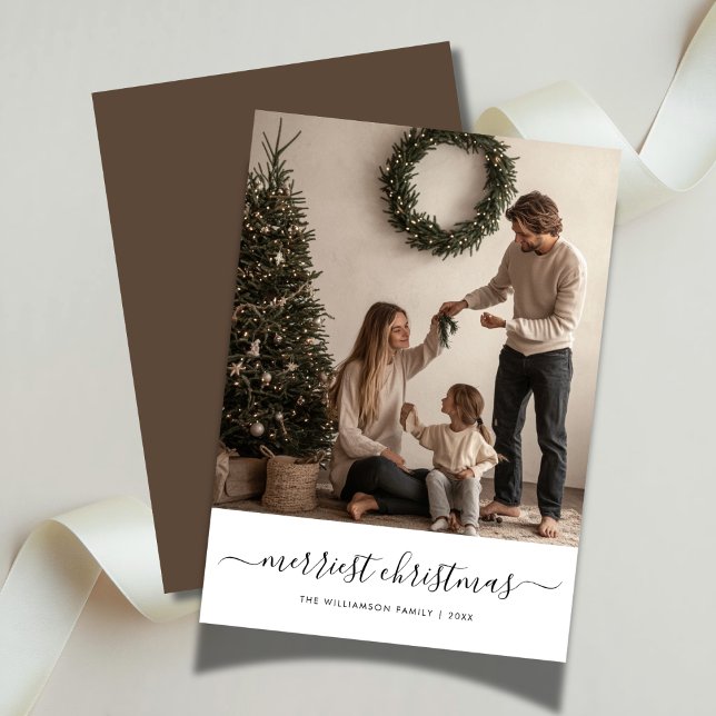 Cartes Pour Fêtes Annuelles Whimscript Merriest Noël Famille Amusante Photo (Créateur téléchargé)