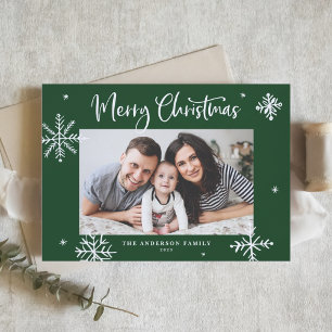 Cartes Pour Fêtes Annuelles Whimsflakes Green Merry Christmas Photo