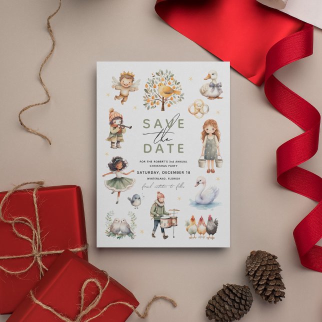 Cartes Pour Fêtes Annuelles Whimsical 12 jours de Noël' (Créateur téléchargé)