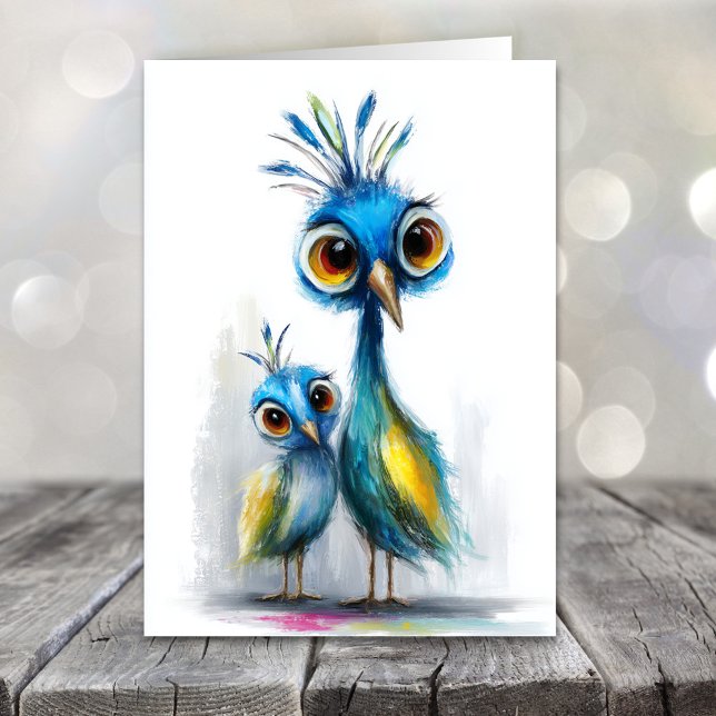 Cartes Pour Fêtes Annuelles Whimsical Blue Peacock Mother's Day (Créateur téléchargé)