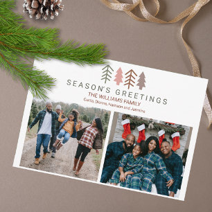 Cartes Pour Fêtes Annuelles Whimsical Boho Custom Deux photos Noël