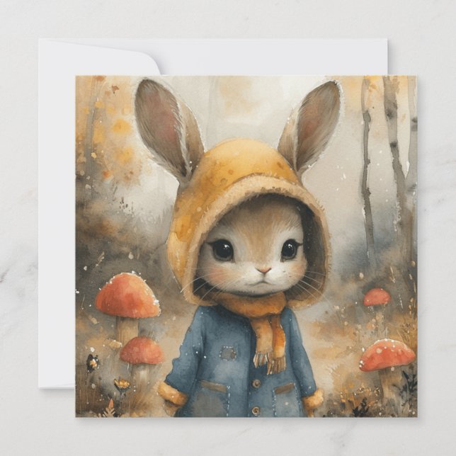 Cartes Pour Fêtes Annuelles Whimsical Bunny Dreams : Sweet Greys 🌙 Digital (Devant)