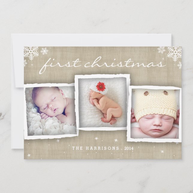 Cartes Pour Fêtes Annuelles Whimsical Burlap Rustique Joyeux Noël Photo (Devant)