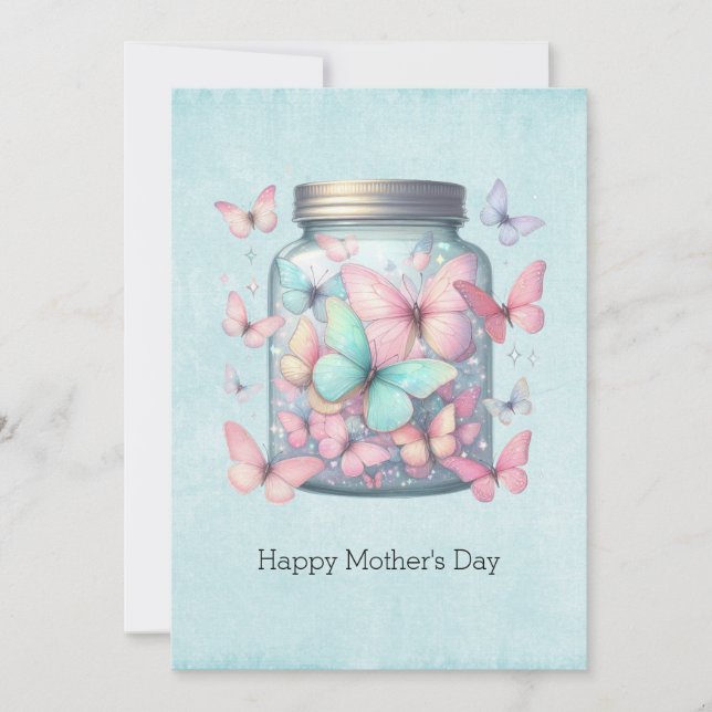 Cartes Pour Fêtes Annuelles Whimsical Butterflies in a Jar Mother's Day (Devant)