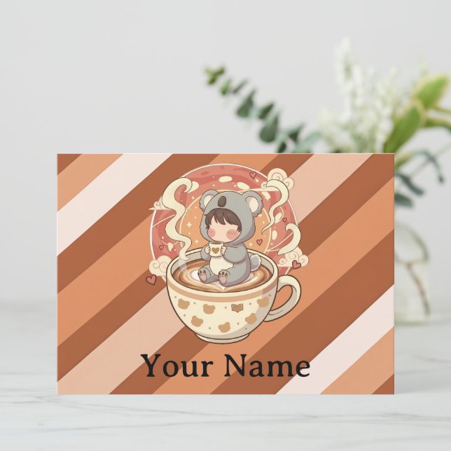 Cartes Pour Fêtes Annuelles Whimsical Chibi Koala Adventure Greetin (Debout devant)