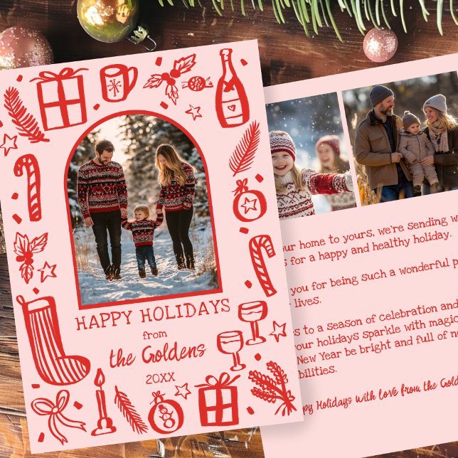 Cartes Pour Fêtes Annuelles Whimsical Christmas  Cute Custom Arch 3 PHOTO  (Whimsical Christmas Cute Custom Arch 3 PHOTO Holiday Card
)