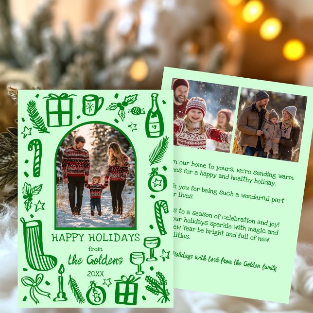 Cartes Pour Fêtes Annuelles Whimsical Christmas  Cute Custom Arch 3 PHOTO  (Whimsical Christmas Cute Custom Arch 3 PHOTO Holiday Card
)