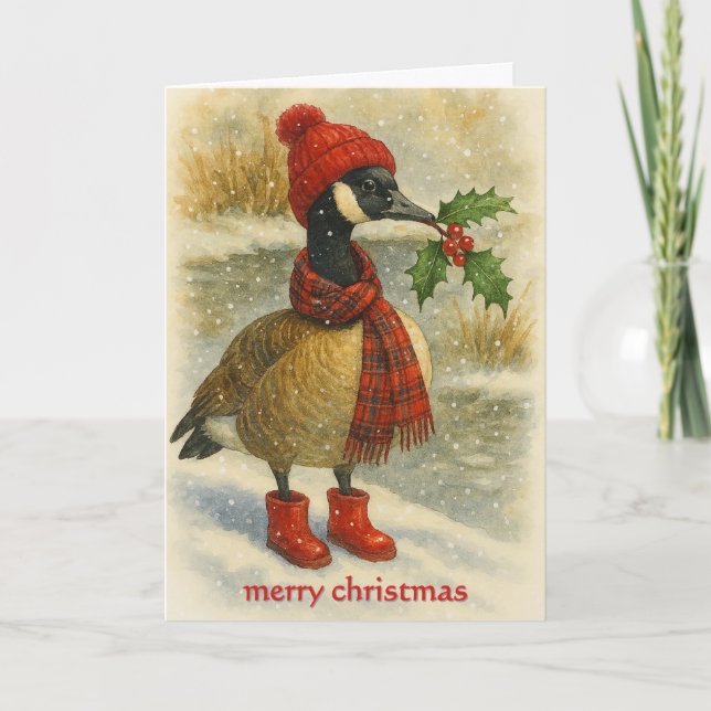 Cartes Pour Fêtes Annuelles Whimsical Christmas Goose  (Devant)