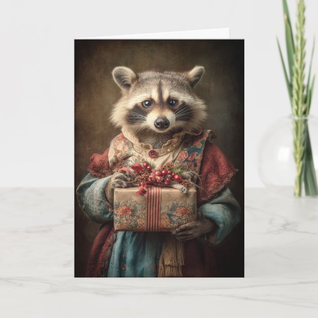 Cartes Pour Fêtes Annuelles Whimsical Christmas Raccoon (Devant)