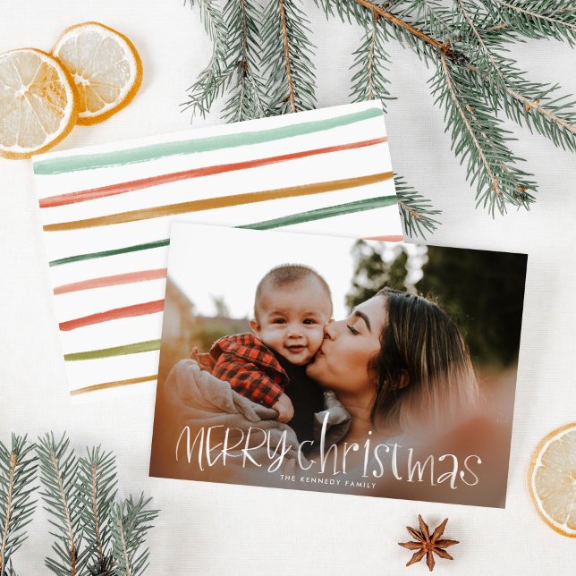 Cartes Pour Fêtes Annuelles Whimsical Classic Joyeux Noël Photo Holiday (Whimsical Classic Merry Christmas Photo Holiday Card)