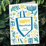 Cartes Pour Fêtes Annuelles Whimsical Cute Dreidel Menorah CUSTOM HANOUKKA<br><div class="desc">Carte de vacances idéale pour une carte de vacances amusante! L'art fait main pour vous ! ENTIÈREMENT PERSONNALISABLE ! Cliquez sur "Personnaliser" ci-dessus pour modifier le texte. Cliquez sur "modifier à l'aide de l'outil de conception" pour ajuster les polices, les couleurs et les placements. (voir aussi ma boutique pour d'autres...</div>