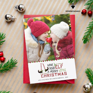 Cartes Pour Fêtes Annuelles Whimsical Elf Merry Little Christmas Photo