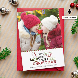 Cartes Pour Fêtes Annuelles Whimsical Elf Merry Little Christmas Photo