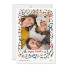 Whimsical festive Christmas Photo Card wreath