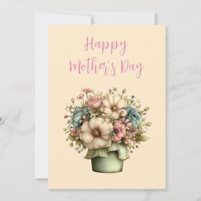 Cartes Pour Fêtes Annuelles Whimsical Flowers in a Planter Pot Mother's Day (Devant)