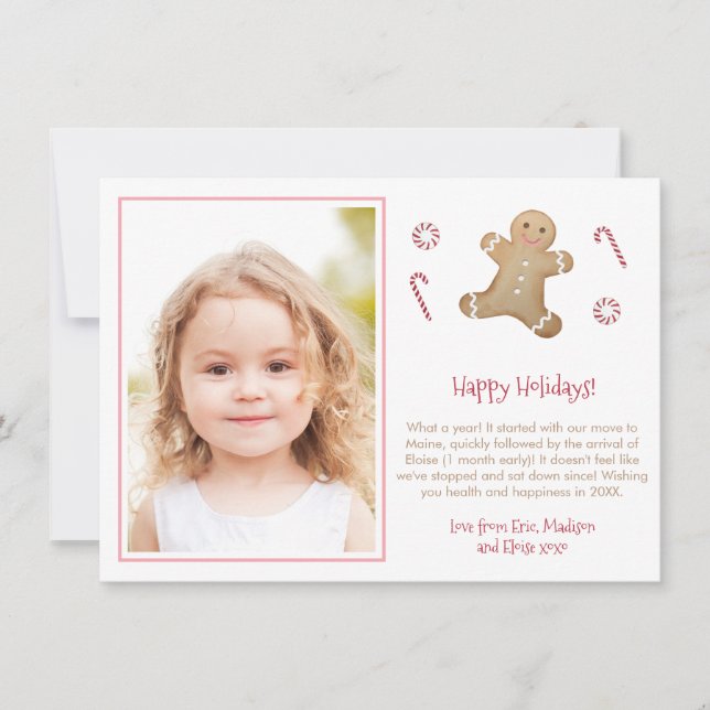 Cartes Pour Fêtes Annuelles Whimsical Gingerbread Man Little Girl Classroom (Devant)