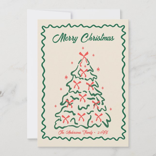 Cartes Pour Fêtes Annuelles Whimsical Hand Drawn Quirky Merry Christmas Photo  (Devant)