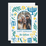 Cartes Pour Fêtes Annuelles Whimsical Hanukkah Cute Custom Arch PHOTO<br><div class="desc">Perfect cute card for a fun holiday greeting! Hand made art for you! Perfect for a winter, hanukkah, holiday party or other event. FULLY CUSTOMIZABLE! Click on “Personalize” above to edit the text on the front and back and add your own photos. Click "edit using design tool" to adjust the...</div>