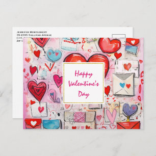 Cartes Pour Fêtes Annuelles Whimsical Hearts and Love Letters Valentine's Day