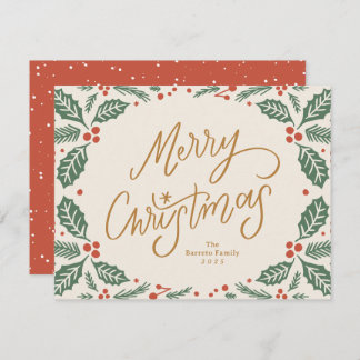 Cartes Pour Fêtes Annuelles Whimsical Lettered Christmas Holly