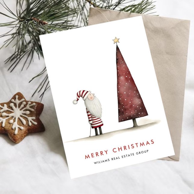 Cartes Pour Fêtes Annuelles Whimsical Minimal Santa Claus Christmas Corporate (Créateur téléchargé)