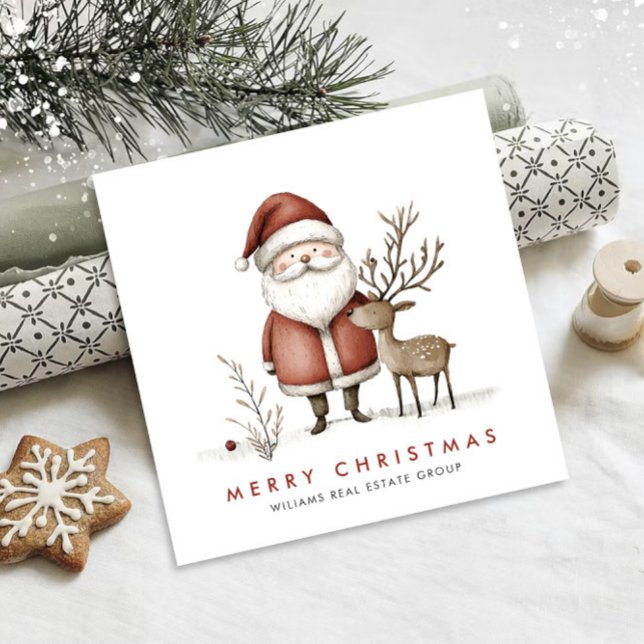 Cartes Pour Fêtes Annuelles Whimsical Minimal Santa Claus Christmas Corporate (Créateur téléchargé)