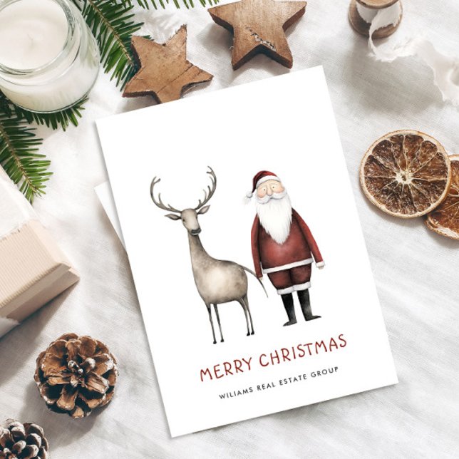 Cartes Pour Fêtes Annuelles Whimsical Minimal Santa Claus Christmas Corporate (Créateur téléchargé)