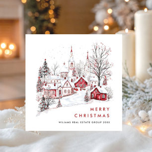 Cartes Pour Fêtes Annuelles Whimsical Minimaliste Pays Noël Entreprise