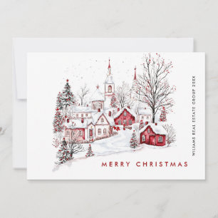 Cartes Pour Fêtes Annuelles Whimsical Minimaliste Pays Noël Entreprise