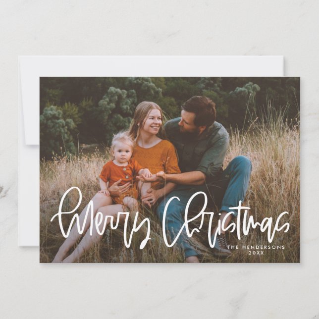 Cartes Pour Fêtes Annuelles Whimsical Modern Script Joyeux Noël Photo (Devant)