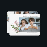 Cartes Pour Fêtes Annuelles Whimsical Modern Winter Green 3 Photo<br><div class="desc">Carte de Vacances moderne et festive avec une aquarelle peinte verdure botanique d'hiver avec 3 de nos photos préférées.</div>