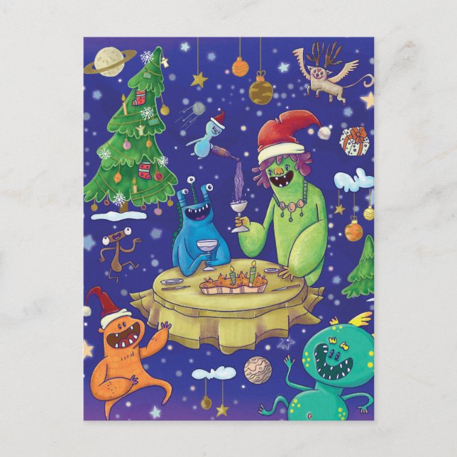 Cartes Pour Fêtes Annuelles Whimsical Monsters Illustration/  (Devant)
