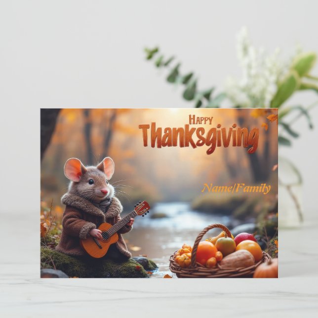 Cartes Pour Fêtes Annuelles Whimsical Mouse – Autumn Forest  (Debout devant)
