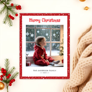 Cartes Pour Fêtes Annuelles Whimsical One Photo Noël d'hiver