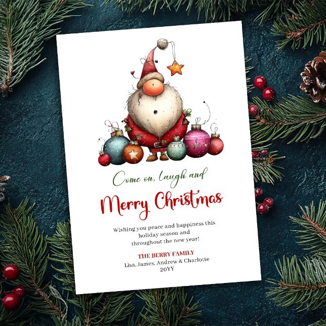 Cartes Pour Fêtes Annuelles Whimsical Quirky Santa Minimalist Holiday Greeting (Whimsical Quirky Santa Minimalist Holiday Greeting Card)