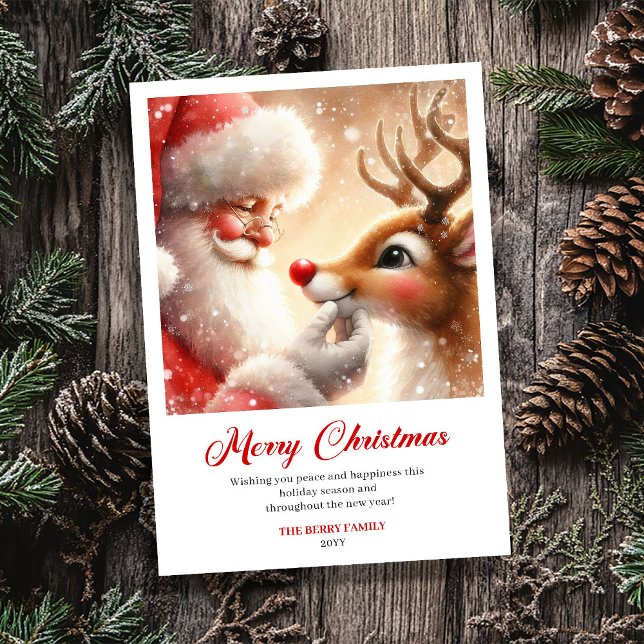 Cartes Pour Fêtes Annuelles Whimsical Santa and Rudolph Cheerful Christmas  (Whimsical Santa and Rudolph Cheerful Christmas Greeting Card)