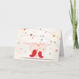 Cartes Pour Fêtes Annuelles Whimsical Two Red Birds in Love Valentine's Day